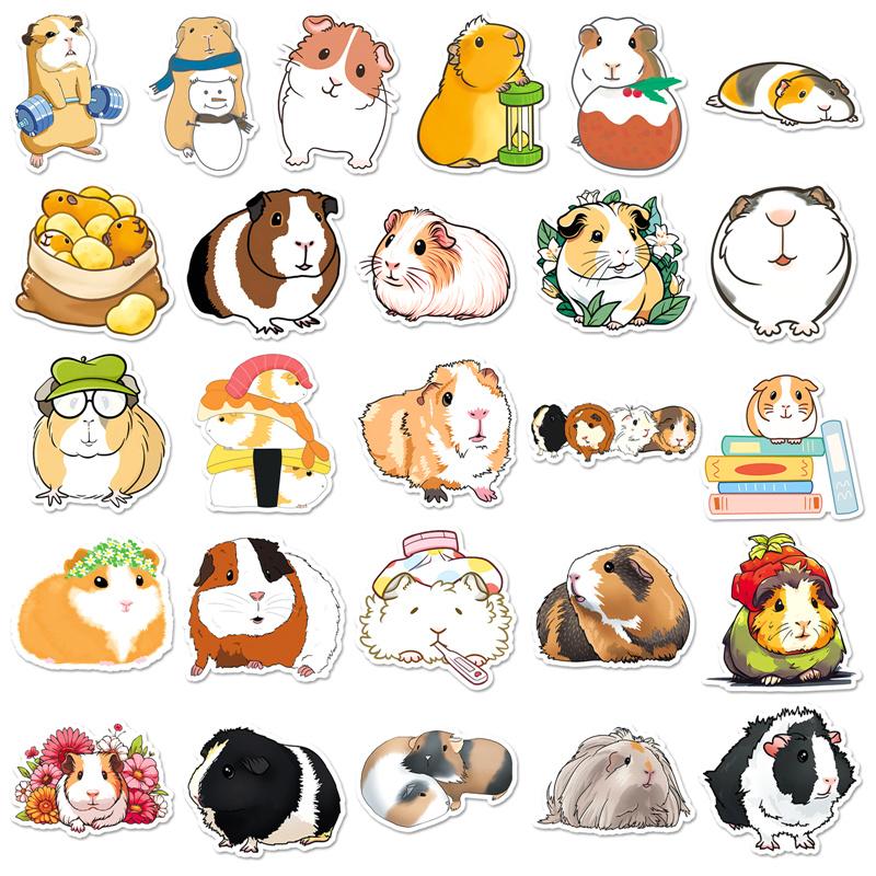 51Sheets Cute Cartoon Guinea Pig Graffiti Sticker Kawaii Aesthetic Stickers Laptop Notebook Suitcase Cup Diy Decoration Stickers