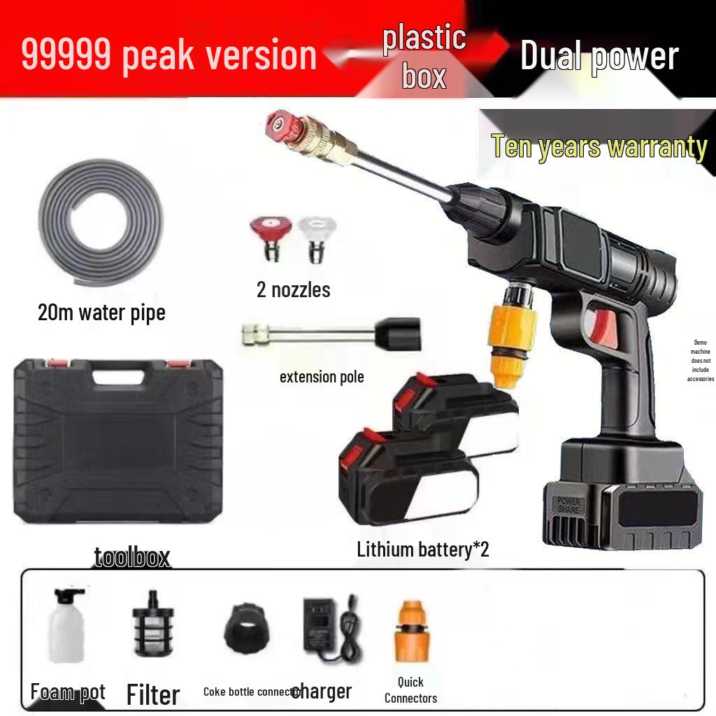 Portable High-Pressure Wireless Car Washer with Lithium Battery - Powerful Water Gun for Easy Car Cleaning