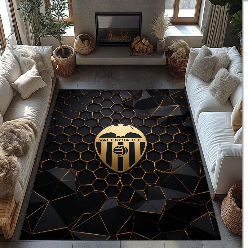 Valencia FC Soccer Football Pattern Soft Area Rug Non Slip Indoor Floor Carpet Sports Decor Mat for Bedroom