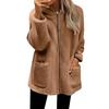 Winter Loose Fleece Women's Long Sleeve Hoodie Zip Up Cardigan Coat
