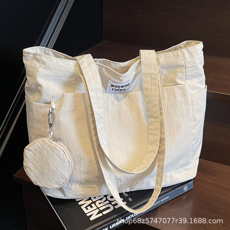 2025 solid color personalized large-capacity casual tote bag shoulder bag underarm bag handbag women's bag commuter canvas bag