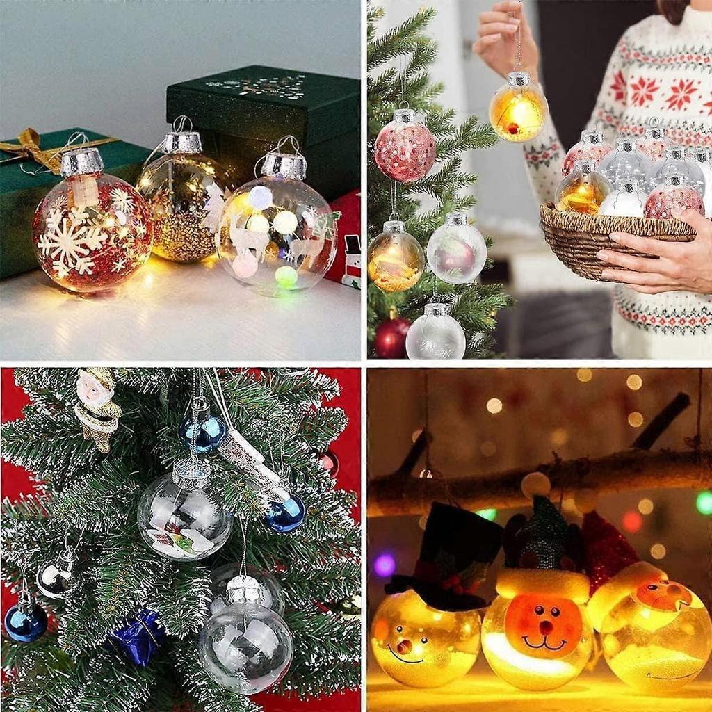 15 Pcs DIY Clear Fillable Balls Ornament, 2.36Inch Transparent Ornaments Shatterproof Christmas Balls for Christmas Wedding Birthday DIY Crafts