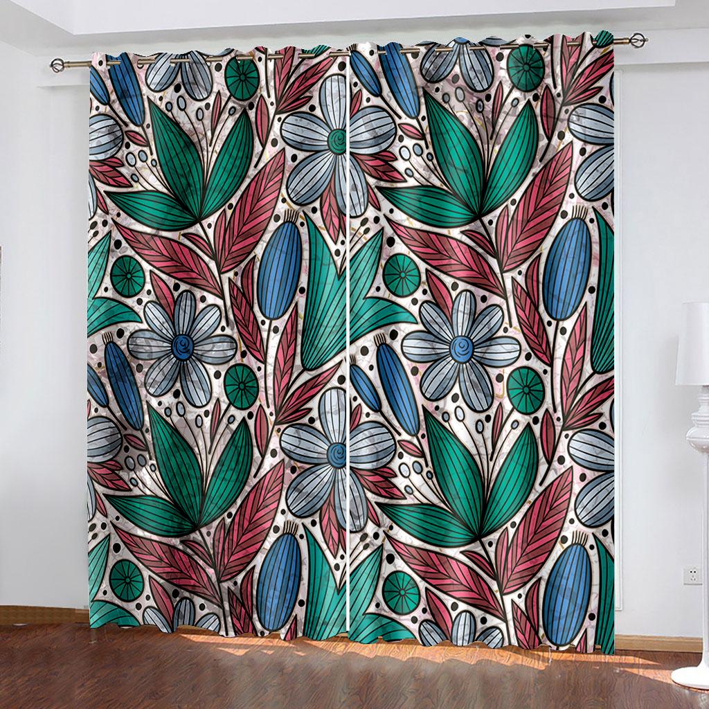 Blumengedruckte Vorhänge mit Blumenmuster für Wohnzimmerfensterdrapierungen Schlafzimmer Verdunkelungsvorhänge Tende Cortinas Cortinas Para La Sala