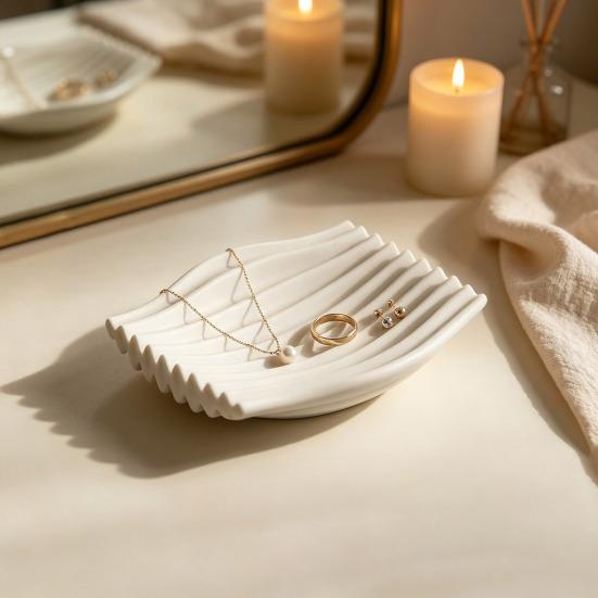 Drainage Soap Tray 3D Printed Dish, Minimalist Wave Design Bathroom Holder, Drying Rack Shower for Bathroom, Kitchen Sink, Vanity Countertop