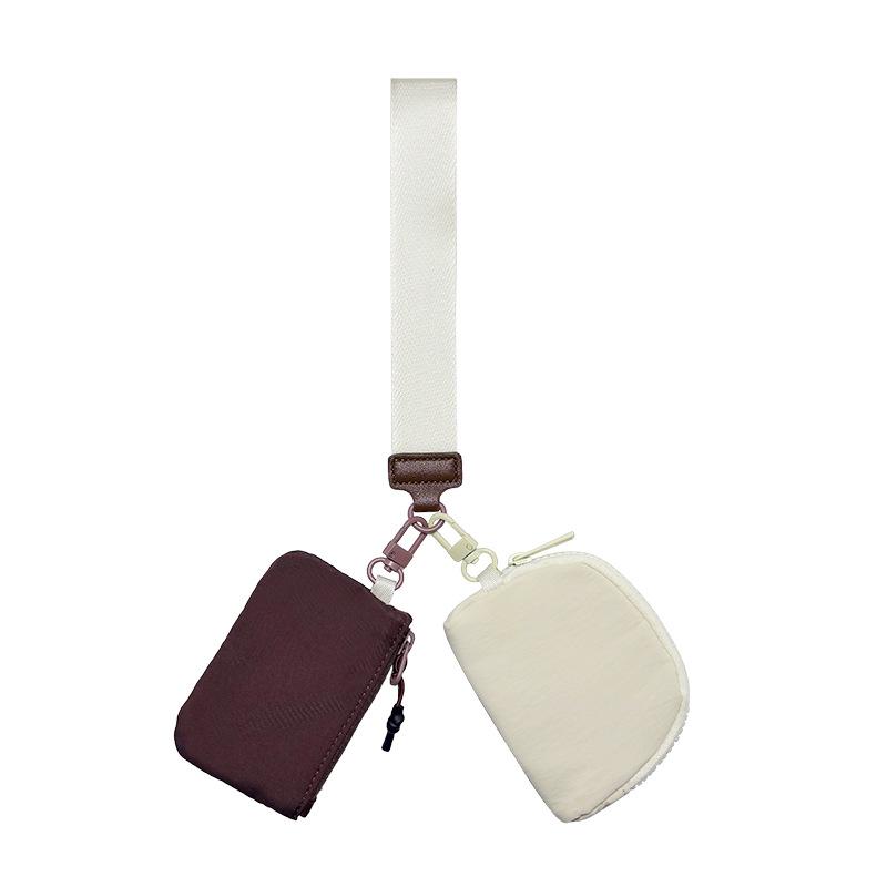 Lulu Multifunctional Waterproof Nylon Wrist Bag: Stylish Double-Pocket Coin, Card Purse & Key Chain.