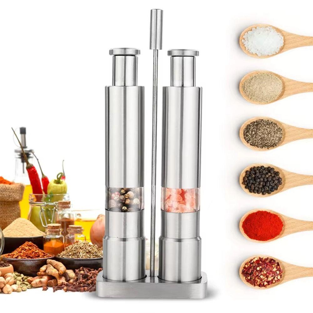 Stainless Steel Pepper Grinder Thumb Push Button Spice Grinder Thumb Push Grinder  Household Use
