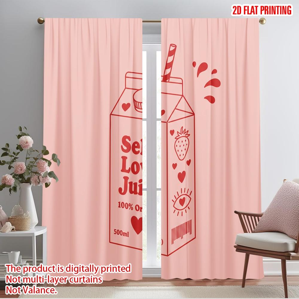 

2pcs 2D flat printing Window Curtains Self Love Juice Aesthetic 100% Polyester Without Electricity Holiday Decorations Perfect 52.50×116.00 CM 2pcs
