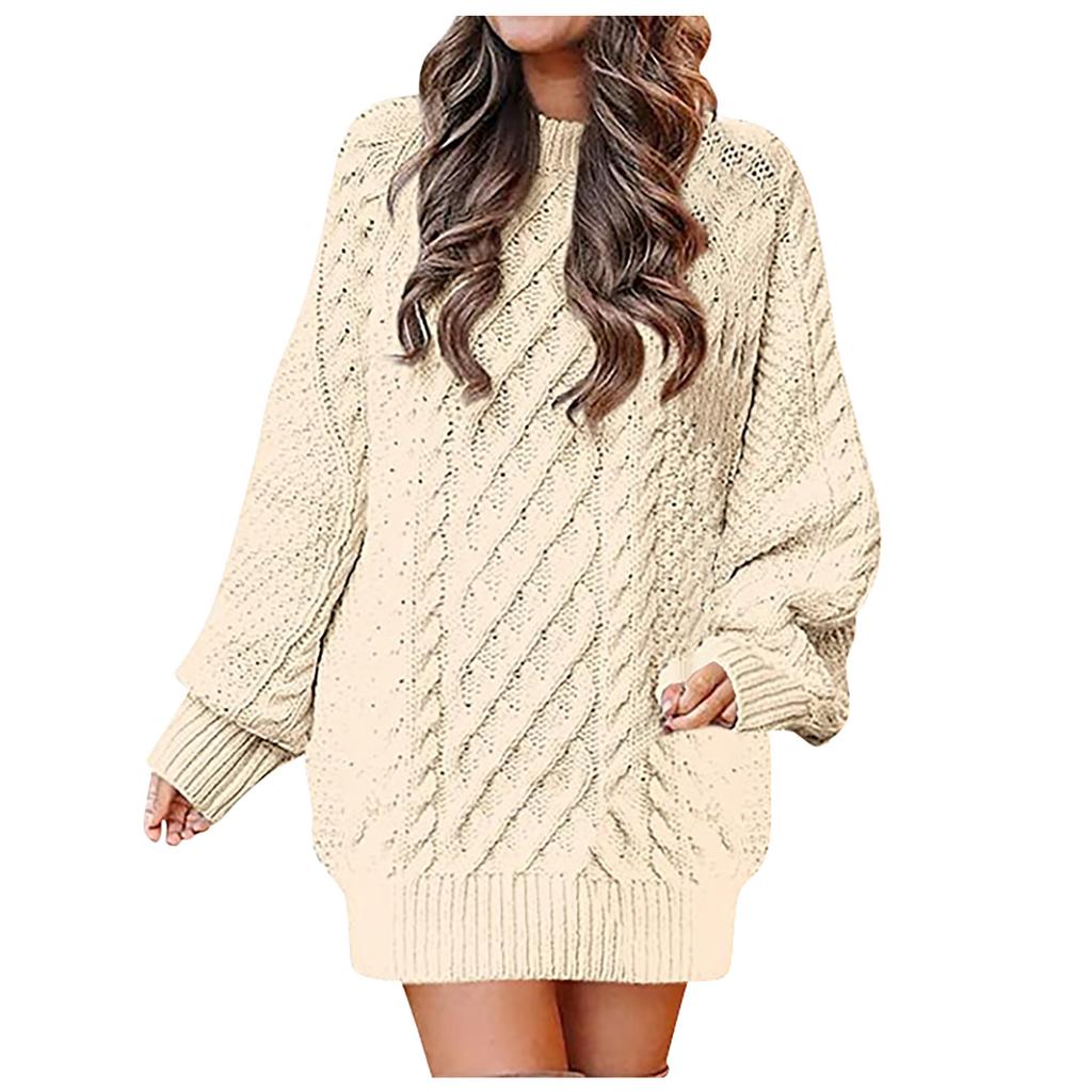 Women's Fashion  And Winter Round Neck Long-Sleeved Warm Sweater Top
