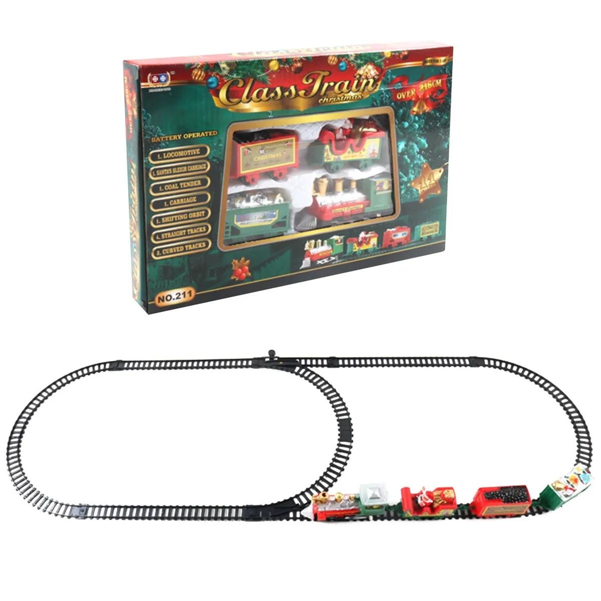 Electric Christmas Train Toy Set With Light Sound Train Track Set Diy Railway Tracks Educational Toys For Kids Party Xmas Gifts