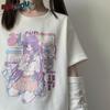 Kawaii Y2k E Girl Cartoon Print Graphic Long Sleeve T-shirts Women Harajuku Black Tee Shirt Japanese Streetwear Club Style