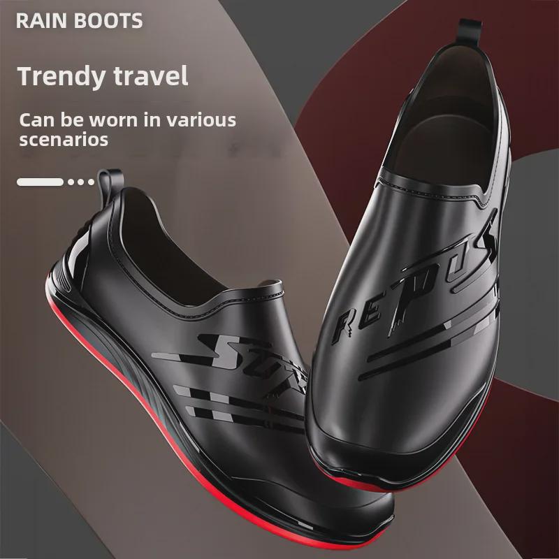 Men's Non-Slip PVC Low-Top Water Shoes for Catering, Car Wash, and Kitchen.
