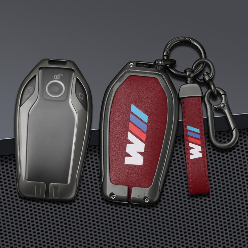 IAMS9 Alloy Leather Car Key Case Cover For BMW M 5 6 7 Series 530le Gt X3 X4 730li 740 G12 G30 G31 G32 I8 I12 I15 Keychain Accessories