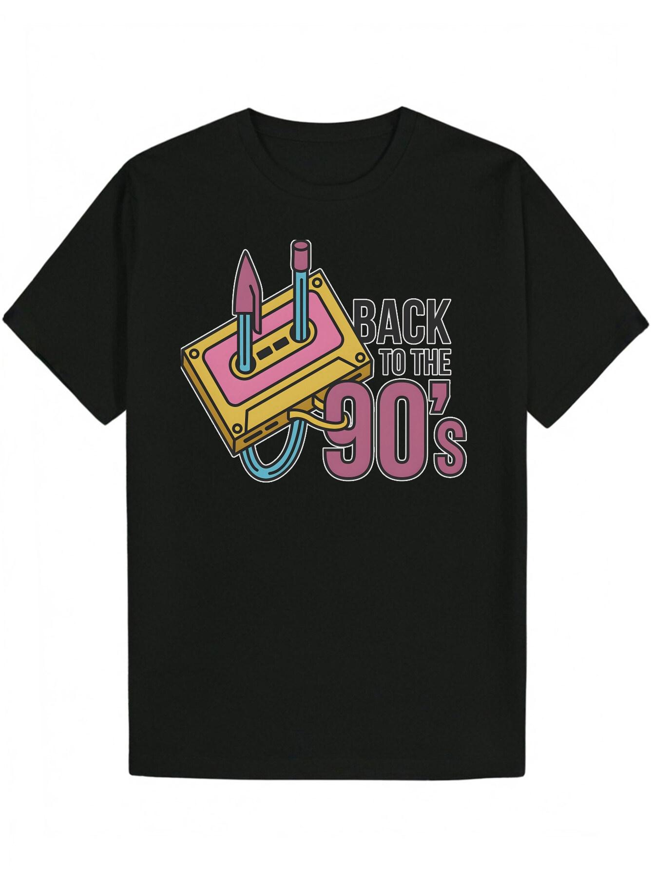 Retro 90s Graphic T-shirt - Casual Crew Neck XXXL