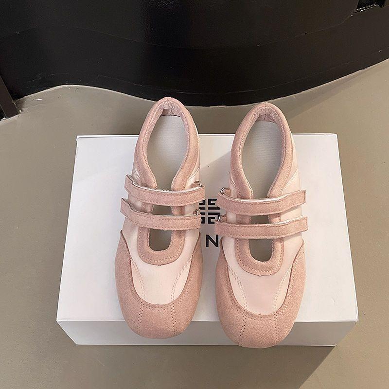 Velcro Word Belt Casual Shoes Ballet Style Women's Shoes Spring and Summer New Beautiful Yellow Shoes