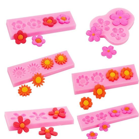 Cute Flower Mold Fondant Silicone Cake Decor Soap Chocolate Clay DIY Mould
