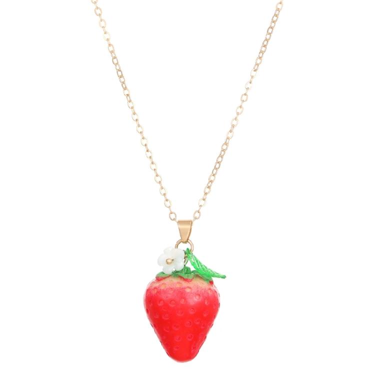 Stylish Strawberry/Peach Pendant Necklace Chain Necklace Handmade Fruit Pendant Necklace Perfect for Party Everyday Wear