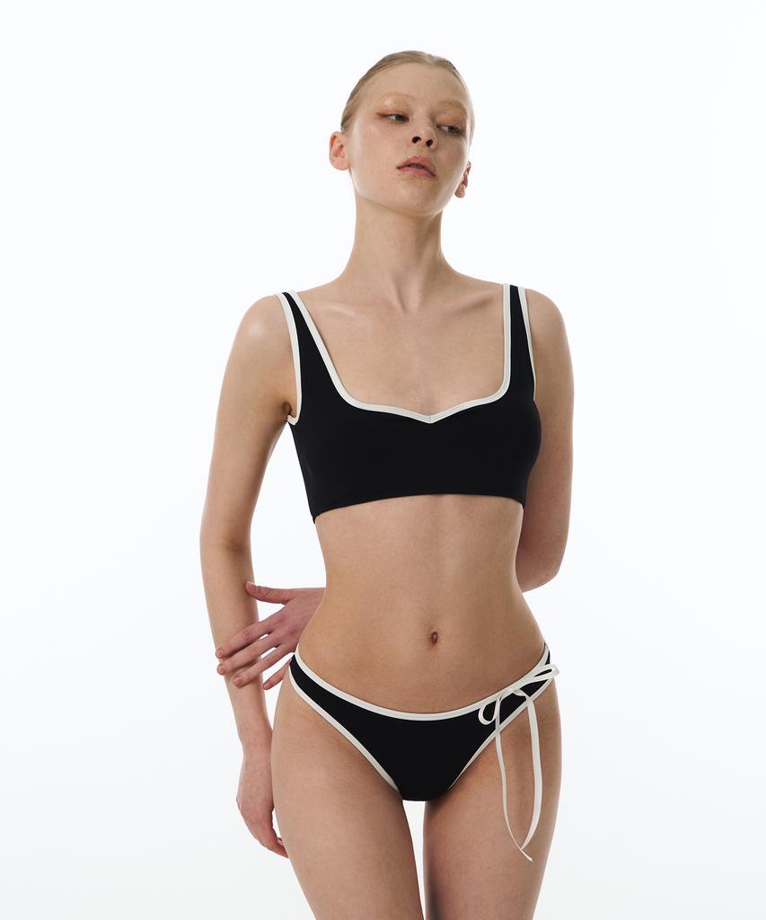 VINAJ Ribbon Line Mini Short Bikini Panties (Black)