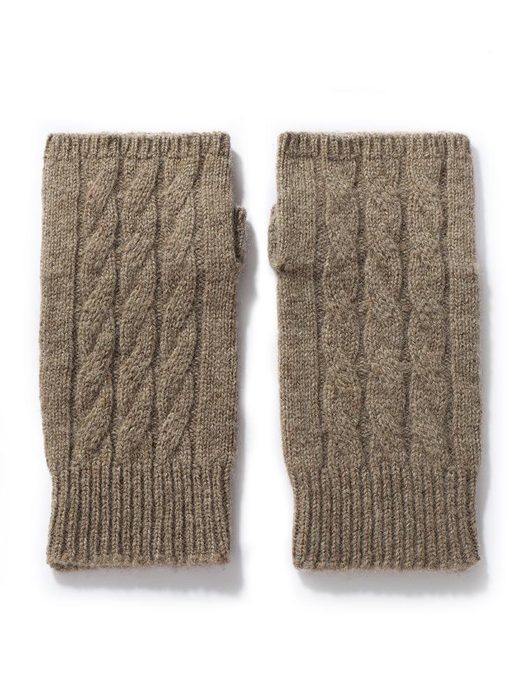 Pure Wool Knit Mittens Autumn Winter Fingerless Gloves Cable Seamless Comfy Warm 100 Wool Thumb Hole Mitts Unisex