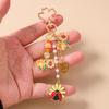 Garden Ballet Keychain Lightweight Flower Butterfly Key Ring Ladybug Enamel Keychain  Beaded Bag Charm For Backpack