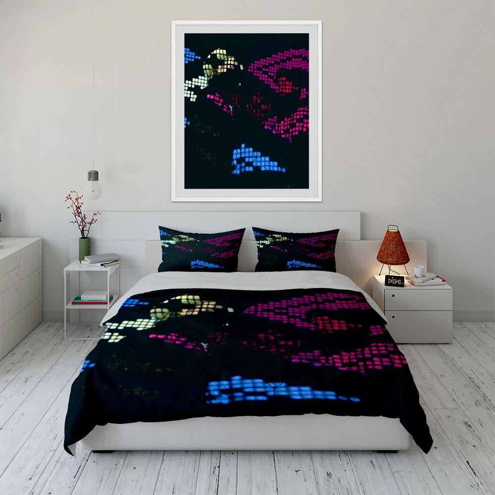 "Colorful Light Projection Set" Bedding Set with 1 Duvet Cover 2 Pillowcases Single Double King Queen, Gift