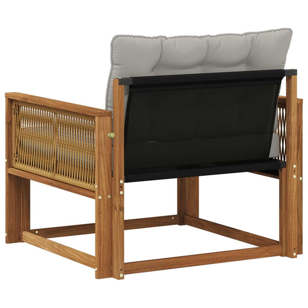 Outdoor Middle Sofa Solid Acacia Wood and Textilene Natural