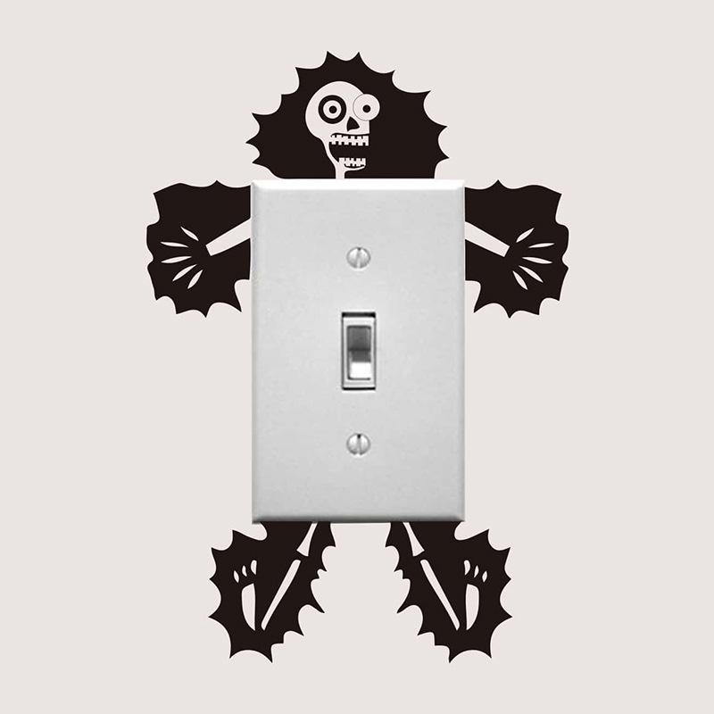 Electrocution Skeleton Man Switch Sticker, Children'S Bedroom Bathroom Wall Sticker Self-Adhesive Halloween Fun  Style