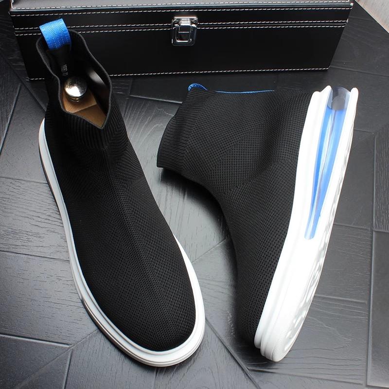 

Fashion New high top net socks sneakers Fashion black designer men s slipper luxury cartoon air cushion shoes 38 синий
