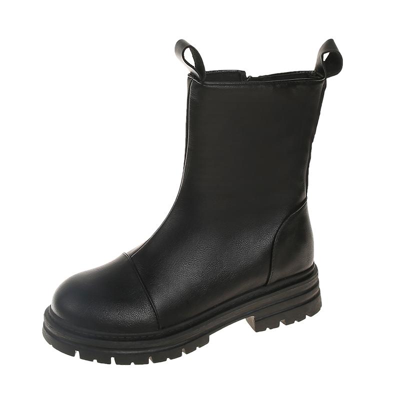 

Мода 2024 Новая модная обувь для женщин Ботинки женские на молнии Осенние с круглым носком Однотонные до середины икры Платформа Водонепроницаемые Лаконичные короткие ботинки 42 чёрный