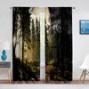 3D Woodland Forest Foliage Sunbeams Nature View Curtains for Living Room Bedroom Kitchen Decor Sheer Curtains Window 2pcs Cortin