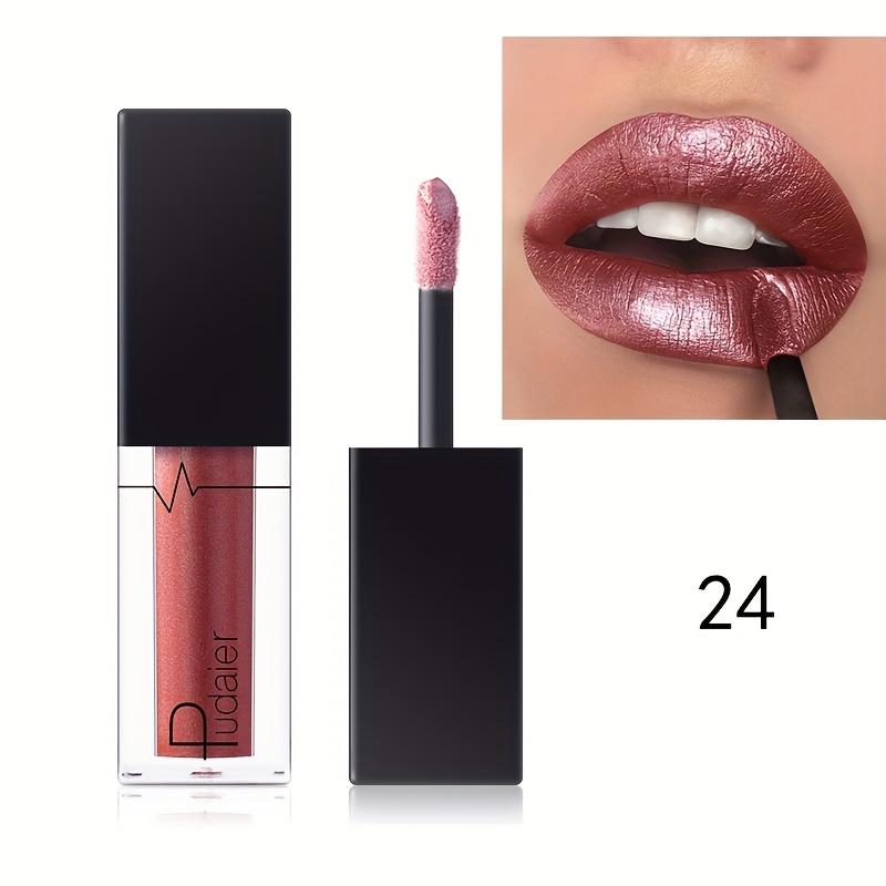 

1 шт. Блиск Ягоди мерехтливий глітер для губ зволожуюча помада довгостійка металевий фініш глазур для губ насичена передача кольору гладка текстура помада 24