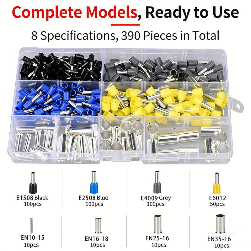 Professional 6-35mm² Wire Ferrule Crimper Tool Kit 390Pcs Electrical Terminals Connector Set with Heavy Duty Crimp Pliers