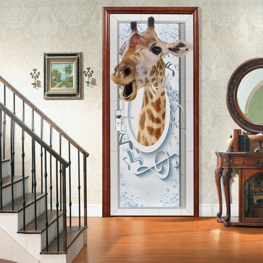 3D Door Mural Sticker Peel and Stick Door Wallpaper Golden Buddha Castle Moon Mermaid Flower Home Decor Removable