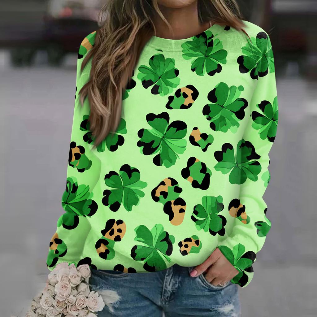 Dámská módní ležérní mikina s dlouhým rukávem a potiskem u krku