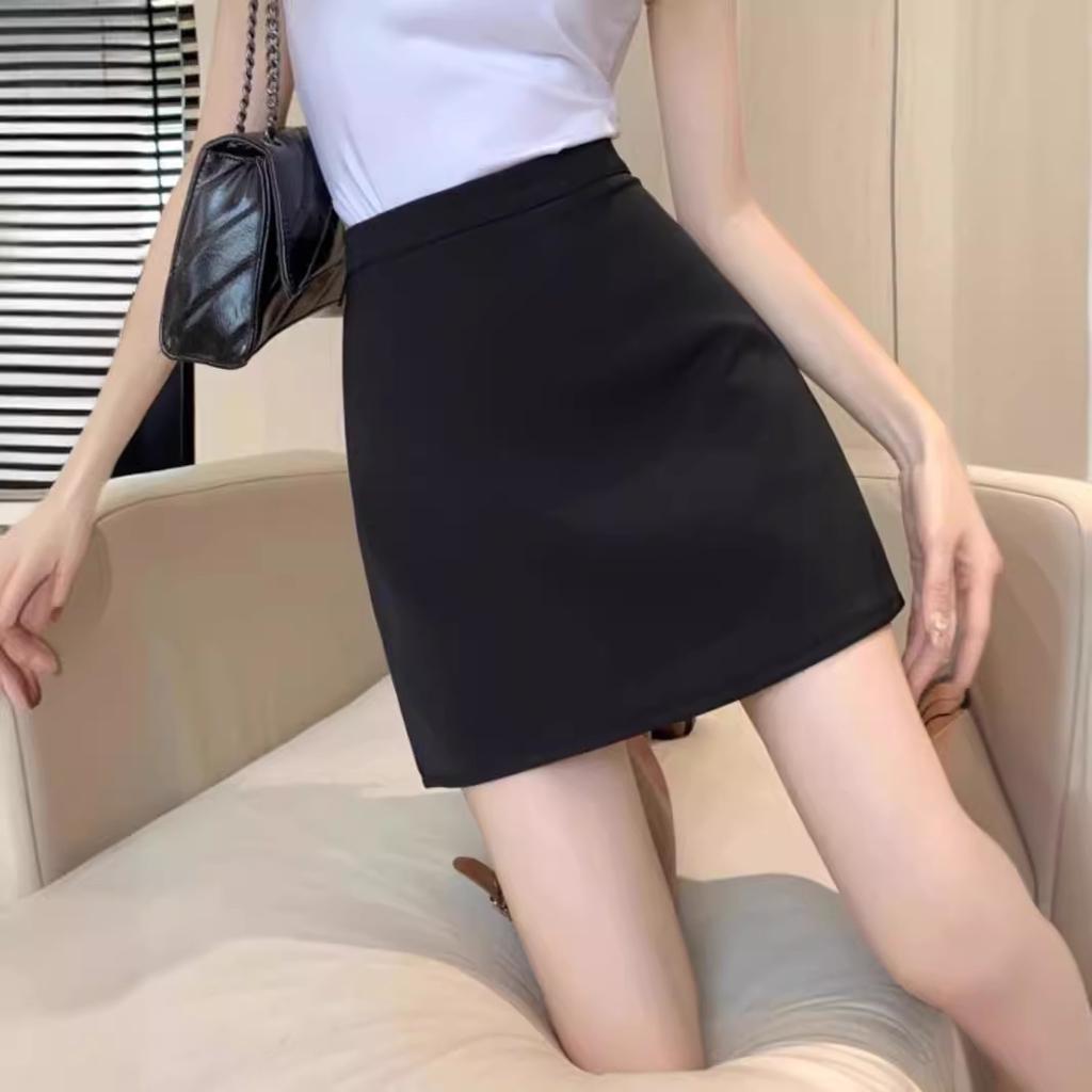 Women's High Waist A Line Skirt Solid Color Anti Chafing Suit Mini Skirt Streetwear Short Skirt