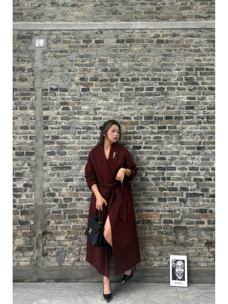 Women's 2025 French Light Luxury Loose Long Double-Sided Cashmere Coat for Autumn and Winter