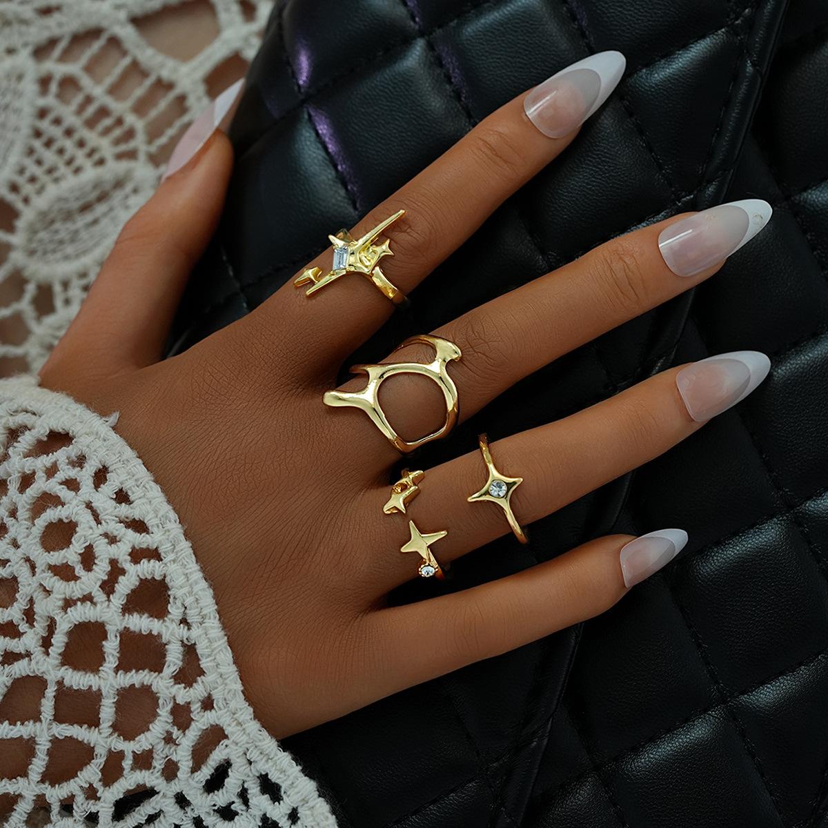 

10pcs Set Vintage Hip Hop Geometric Ring Sets for Women Men Female Exaggerated Adjustable Ring Finger Rings Y2K Jewelry Gift