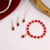 Chinese Style New Year'S Diamond-Encrusted Pixiu Three-Piece Set, National Style Transshipment Lucky Beaded Bracelet Earrings Necklace Women