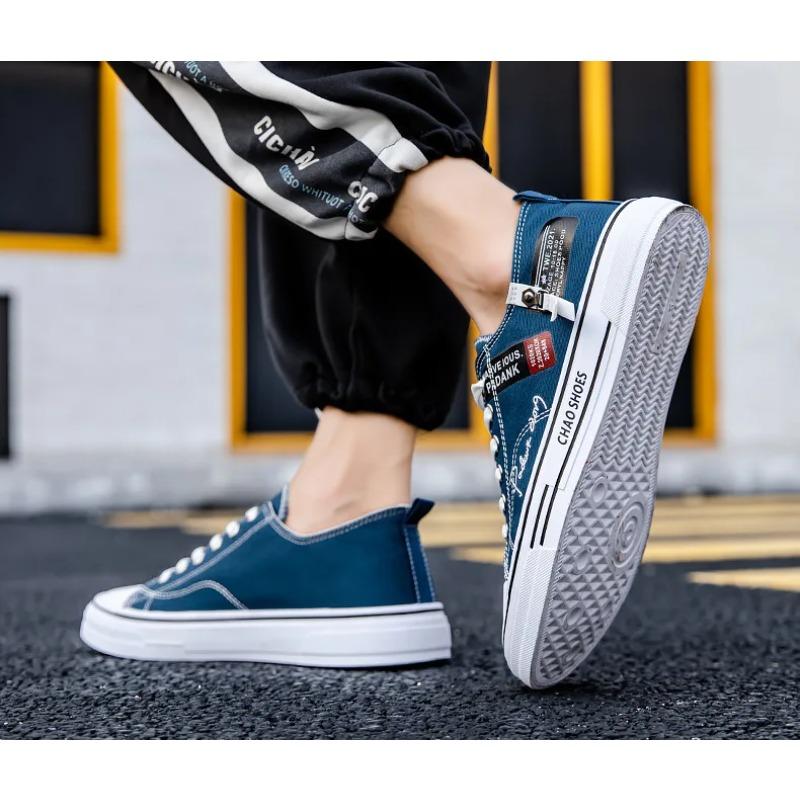 Letnie Męskie Trampki Płócienne Niskie Codzienne Oddychające Buty Nastolatki Modne Lekkie Młodzieżowe Streetwear Wygodne Obuwie