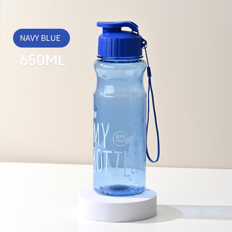 Transparent Water Bottle Portable Sport Cup for Drinking Kitchen Tools 650ML Water Bottle For School Gym Travel Girl Boy