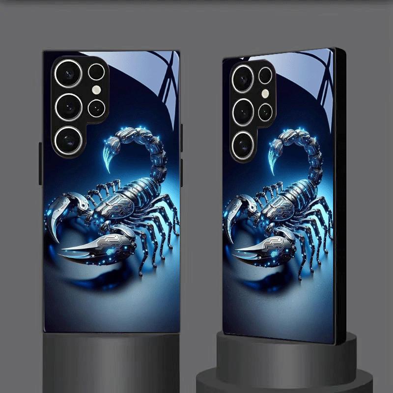 Mechanical Scorpion Pattern Glass Phone Case Suitable for Samsung Galaxy S26 S25 S24 S23 S22 S20 FE Ultra Plus5G Anti Drop