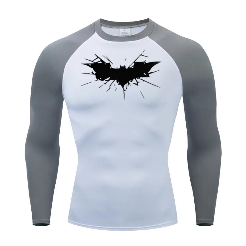 Men's Print Long Sleeve Compression Shirts Gym Workout Rash Guard Athletic Fitness Running Baselayer Undershirts Tops Sportswear
