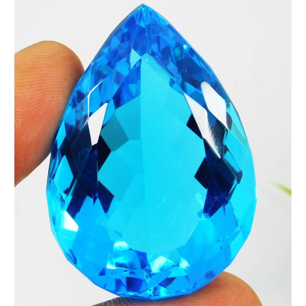 CERTIFIED 169.25 Ct Natural Santa Maria Blue Aquamarine Pear Cut Gemstone