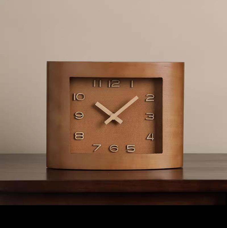 

BEPAN 1PC Clock Retro Solid Wood Seat Living Room Retro Desktop Clock Desktop Pendulum Table Ornament Home Decoration коричневый