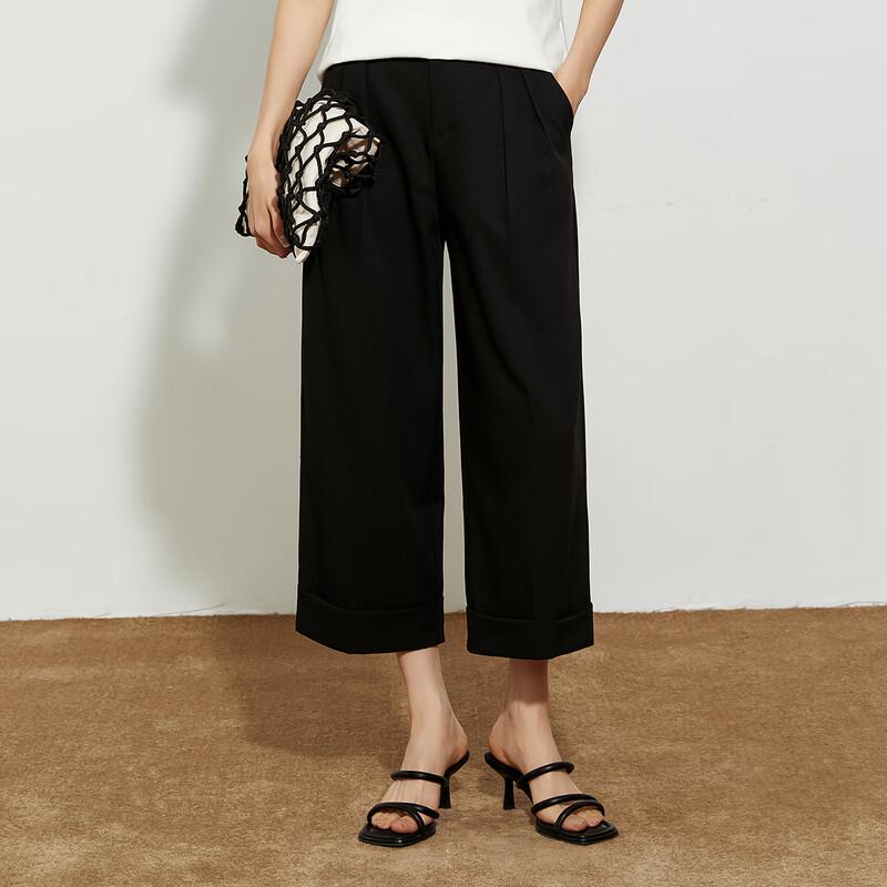 Tatu Women's High-Waist Straight-Leg Cropped Casual Trousers