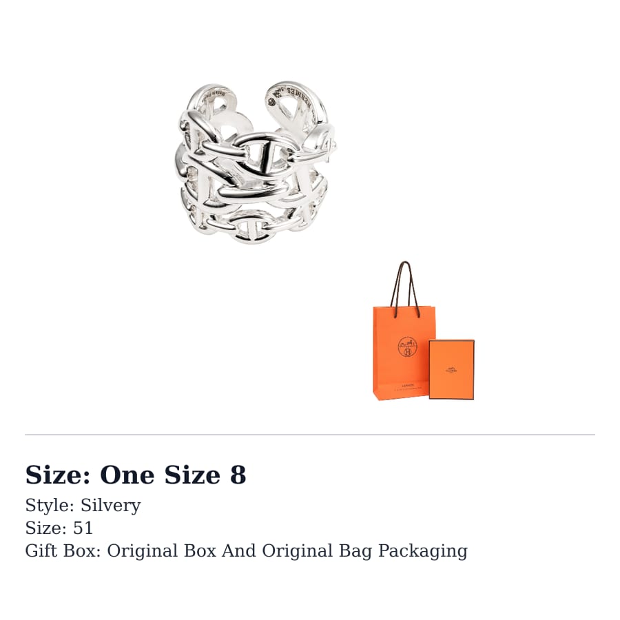 Hermes Chaine D'Ancre 925 Sterling Silver Rings Women's H109506B-000