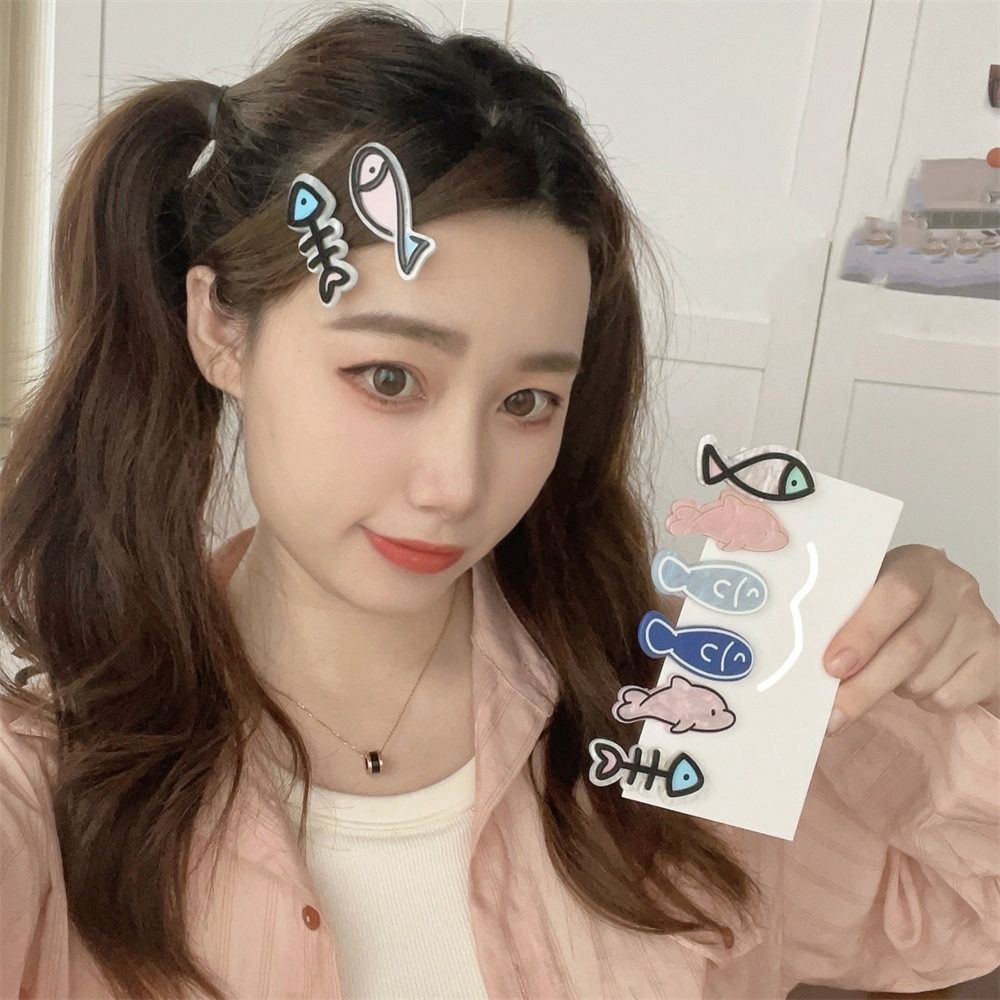 Cartoon Fish Bone Hairpin Geometry Dolphin Barrettes Fashion Animal Hair Clip  Girls