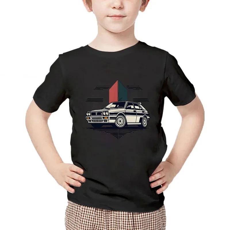 Boys Girls Anime Group B Rally Cars Print T Shirt Kids Cool Car Design Clothes Short Sleeve Summer White Fashion Hip Hop Tshirt