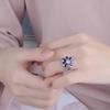 Trendy Rings  CopperJewelry Ornaments Flower Shape Amethyst Zircon Gemstones Finger Ring Accessories for Women Wedding Party