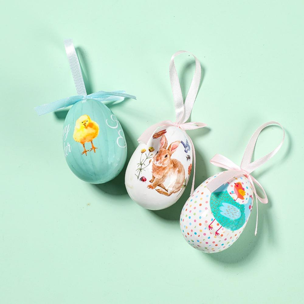 DIY Craft Easter Eggs Pendant Painted Easter Egg Props Foam Easter Eggs  Window Door Garden