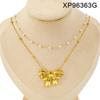 Elegant Gold Plated Double Layer Bow Pendant Necklace for Women - Titanium Steel Clavicle Chain, European American Style